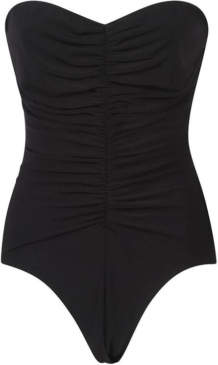 Norma Kamali Strapless Shirred Front Mio Swimwear Black