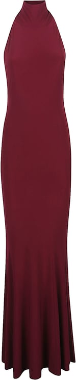 Norma Kamali Halter Turtle Fishtail Dress Pink