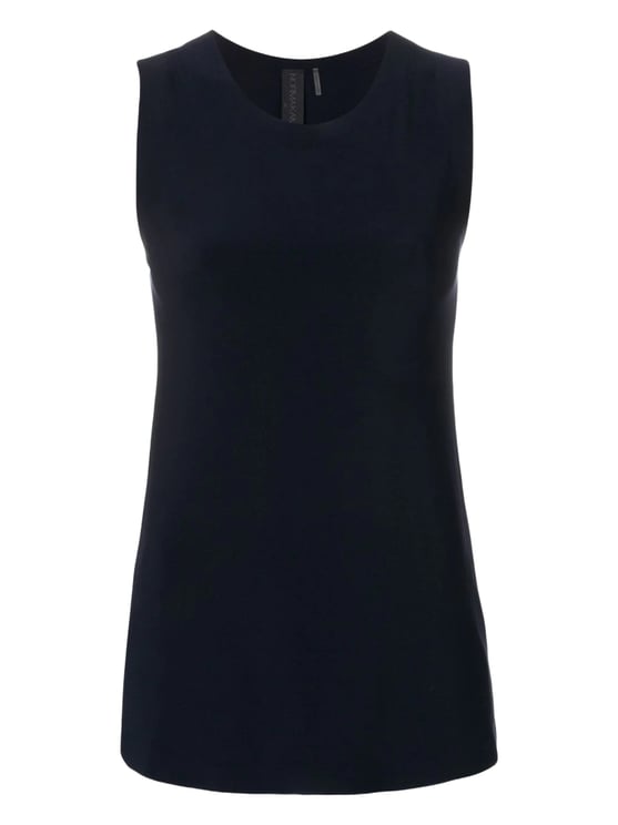 Norma Kamali Sleeveless Navy Top With Round Neckline And Structured Design
