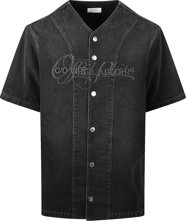 OFF-WHITE Short-Sleeved Denim Shirt With V-Neckline