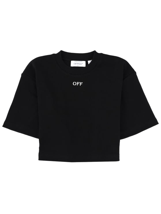OFF-WHITE Boxy Crew Neck Cropped T-Shirt