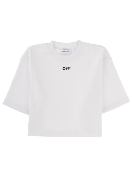 OFF-WHITE Crew Neck Boxy Cropped T-Shirt