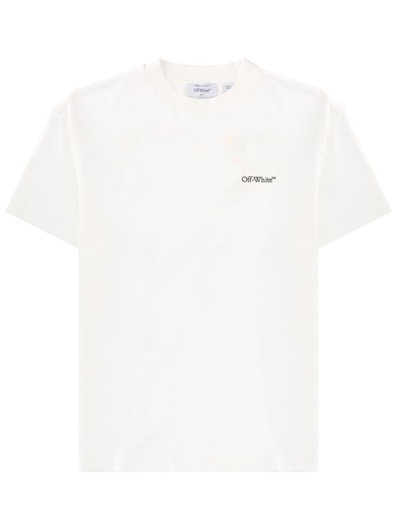 OFF-WHITE Crew Neck Cotton Floral Back T-Shirt