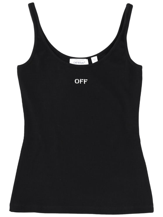 OFF-WHITE Logo Cotton-Blend Ribbed Tank Top