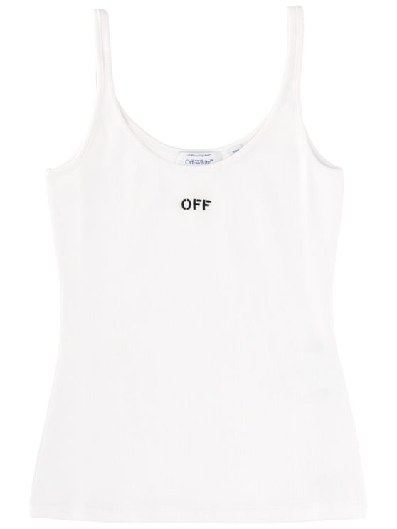 OFF-WHITE Neutrals Cotton Ribbed Slim Tank Top
