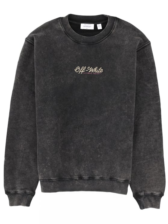 OFF-WHITE Washed Black Back Crown Graphic Cotton Sweatshirt