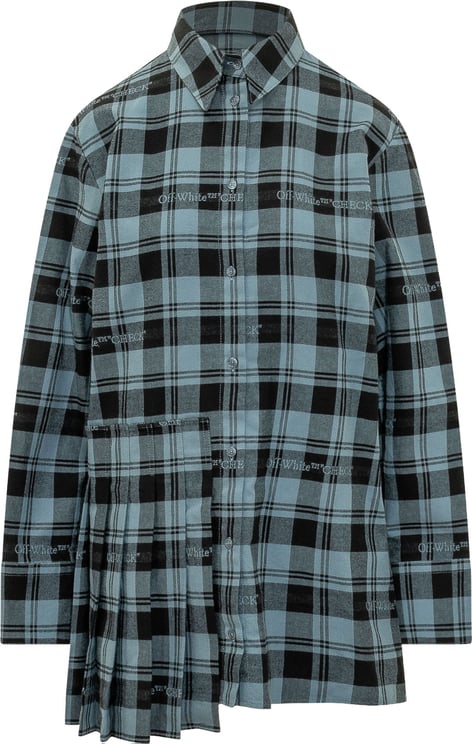 OFF-WHITE Abito Chemisier a Quadri con Pannello Plissettato
