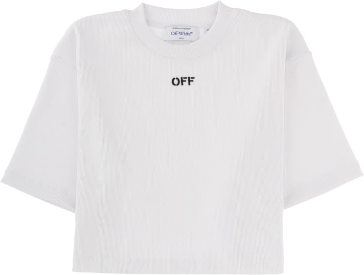 OFF-WHITE CROPPED T-SHIRT WITH LOGO