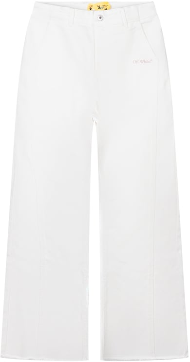 OFF-WHITE Pantaloni Denim a Gamba Larga con Logo
