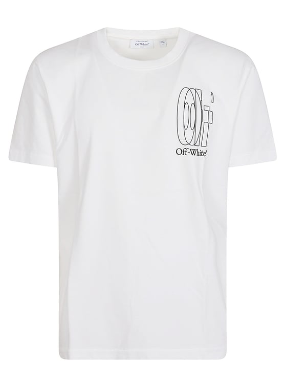 OFF-WHITE White Short-Sleeve T-Shirt with Graphic Designs