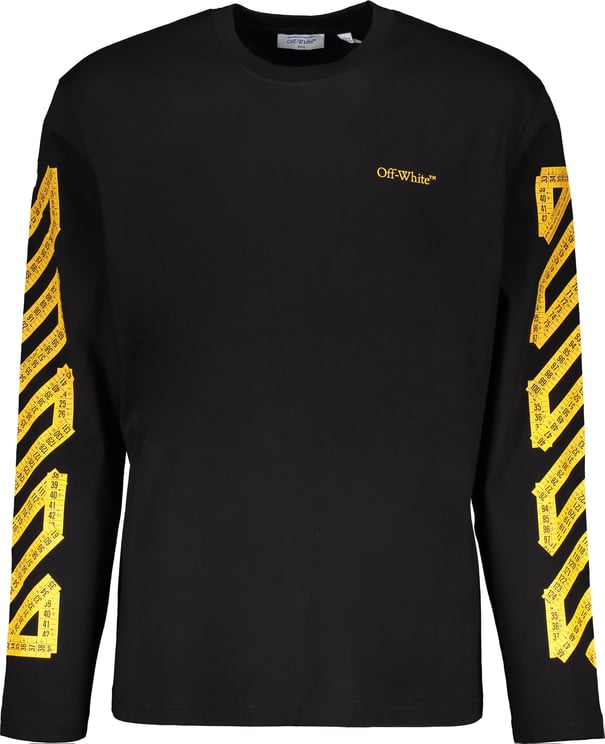 OFF-WHITE Black long-sleeve t-shirt with yellow logo