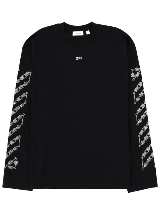OFF-WHITE Black White Chain Arrow Cotton T-Shirt