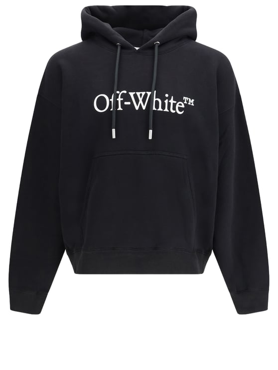 OFF-WHITE Relaxed Fit Cotton Hoodie with Front Logo Print