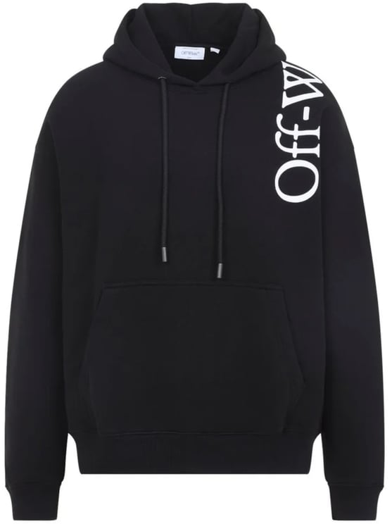 OFF-WHITE Relaxed Fit Black Hoodie with Vertical Text Detail