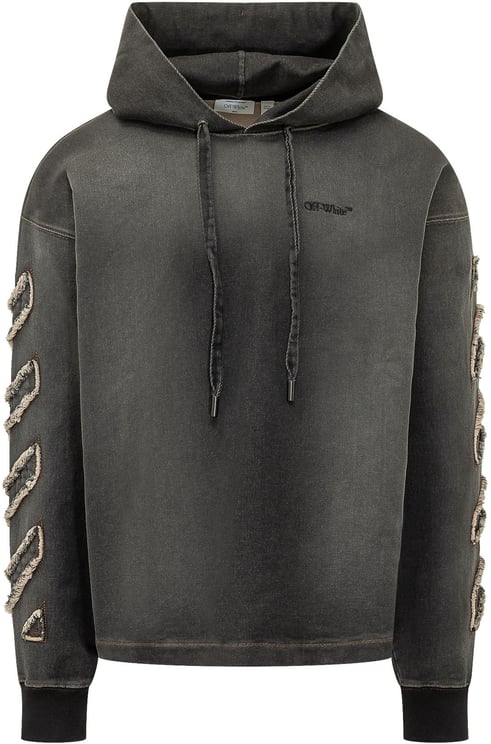 OFF-WHITE Felpa con Cappuccio e Dettagli Applicati sulle Maniche