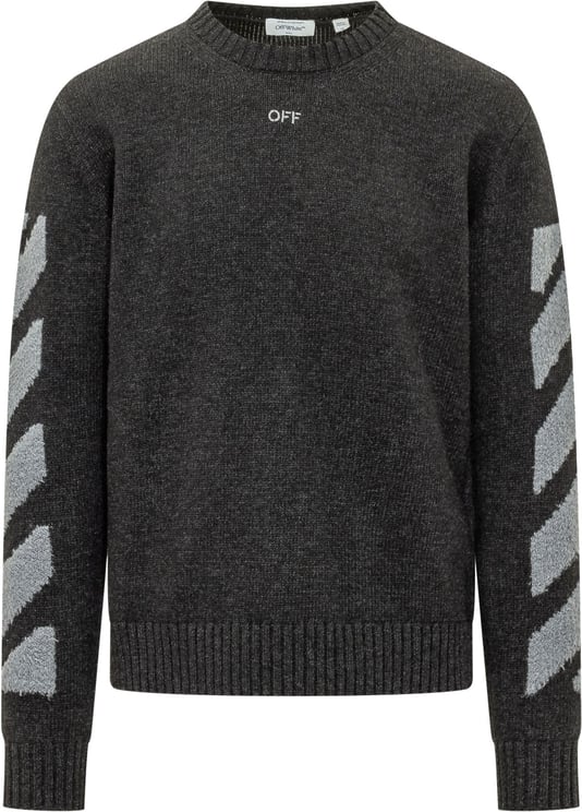 OFF-WHITE Maglia Girocollo Diag Fuzzy con Motivi Laterali