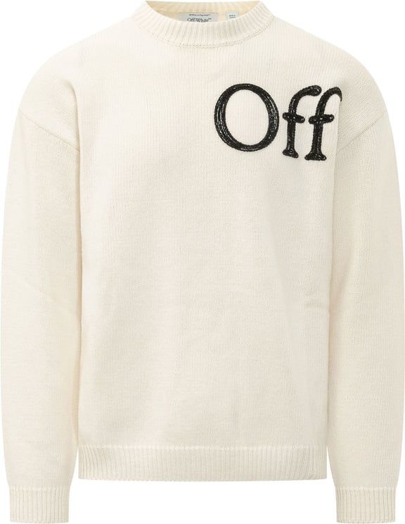 OFF-WHITE Maglia Girocollo Bookish con Scritta Applicata