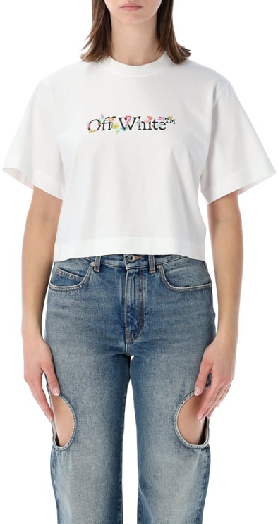 OFF-WHITE Flowe Crop Tee Bianco