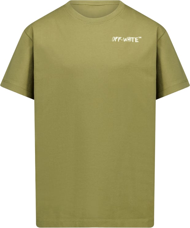 OFF-WHITE Off-White Kinder Jongens T-Shirt In Olijf Groen