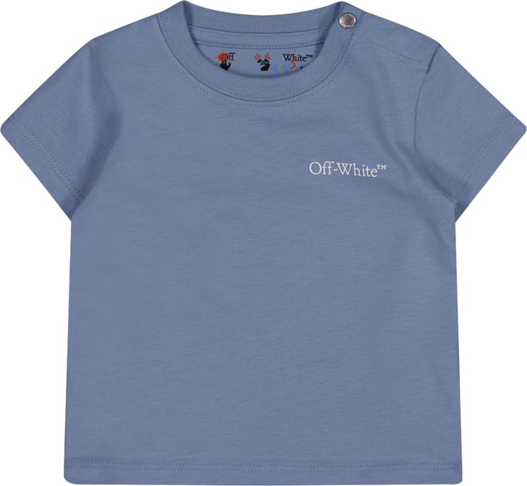 OFF-WHITE Off-White Baby Jongens T-Shirt In Licht Blauw