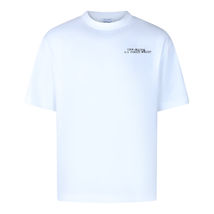 OFF-WHITE White Short-Sleeve T-Shirt with Abstract Design