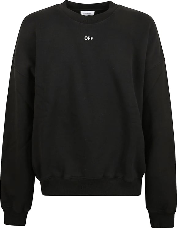 OFF-WHITE Crewneck Sweater with Ribbed Cuffs and Signature Branding