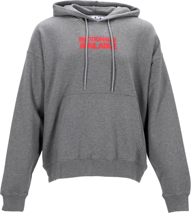 OFF-WHITE Relaxed-Fit Grey Hoodie With Bold Front And Back Prints