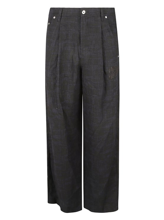 OFF-WHITE Wide-Leg Trousers With Subtle Textured Pattern