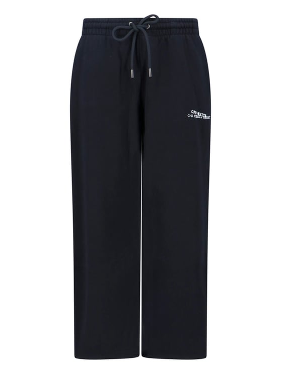 OFF-WHITE Black Logo Straight-Leg Cotton Pants