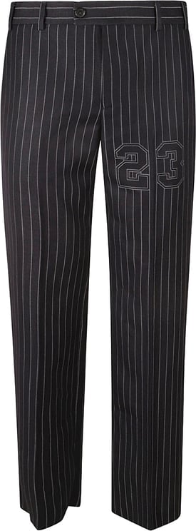 OFF-WHITE Tailored Pinstripe Trousers With Sporty Embroidered Detail