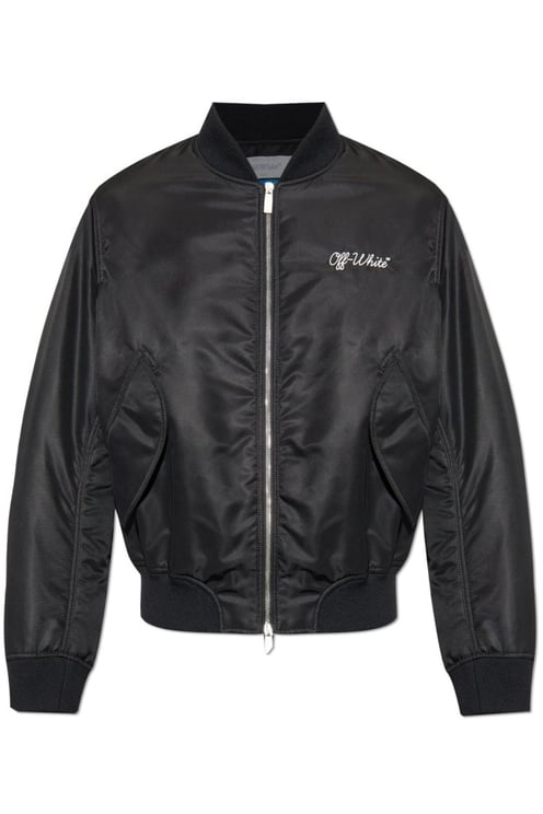 OFF-WHITE Minimalist Black Jacket With Modern Silhouette And Zipper Closure