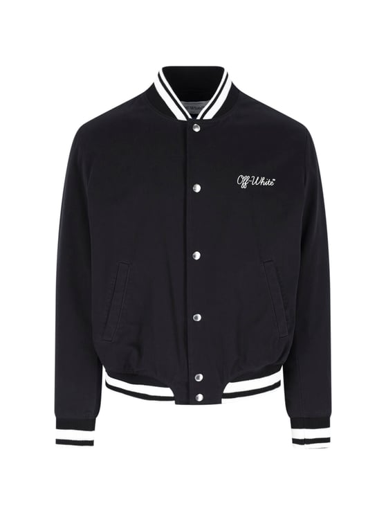 OFF-WHITE "Varsity Souvenir" Bomber Jacket – Black