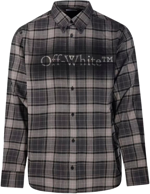 OFF-WHITE Heren Spray Book Check Shirt Grijs