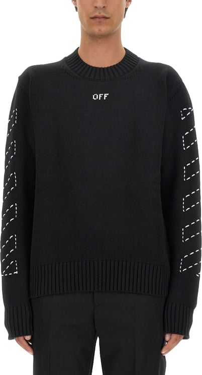 OFF-WHITE Regular Fit Jersey With Distinctive Logo And Textured Detailing