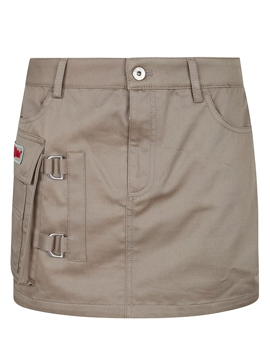OFF-WHITE Military-Inspired Cotton Mini Skirt with Side Pocket