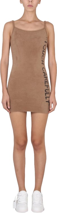 OFF-WHITE Fuzzy Mini Dress With Round Neckline