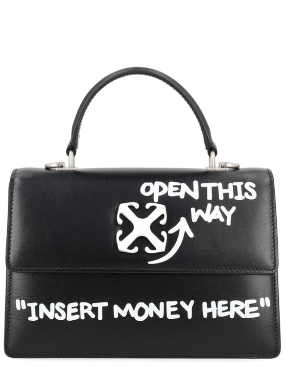 OFF-WHITE Neutrals Jitney 1.4 Graffiti Calf Leather Handbag