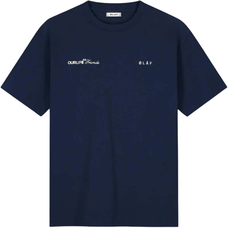 ØLÅF Olaf Script Friends Boxy Tee T-shirts Donkerblauw M240116