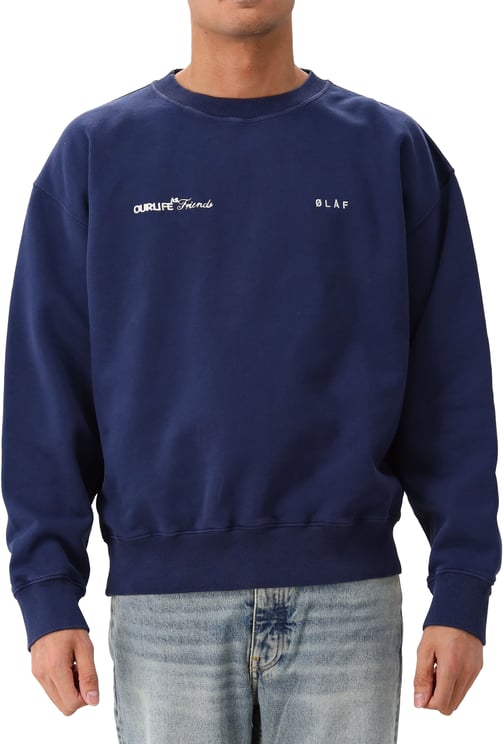 ØLÅF Ølaf Sweater Blauw Script Friends Boxy