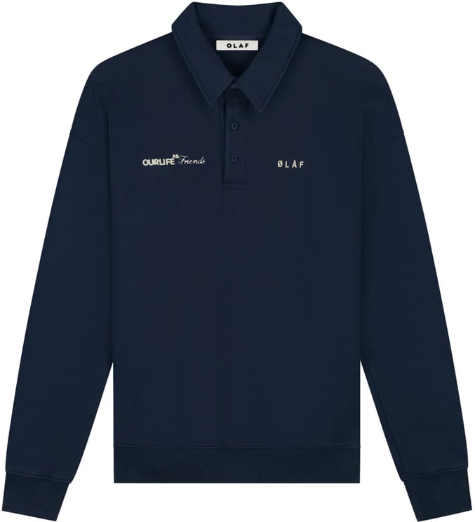 ØLÅF Olaf Script Friends Oversized Polo Polos Donkerblauw M240206