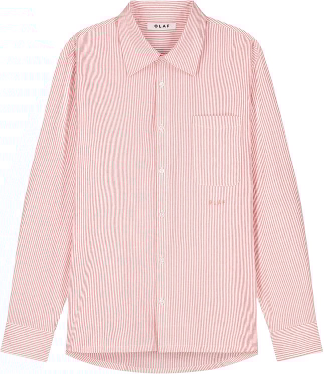 ØLÅF Olaf Oversized Stripe Oxford Shirt Lange Mouw Overhemden Koraal M240302