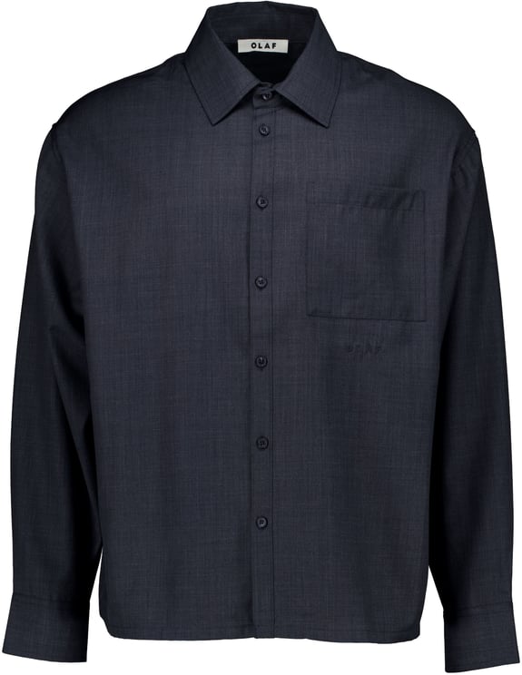 ØLÅF Olaf Wool Blend Boxy Ls Shirt Lange Mouw Overhemden Grijs M240311
