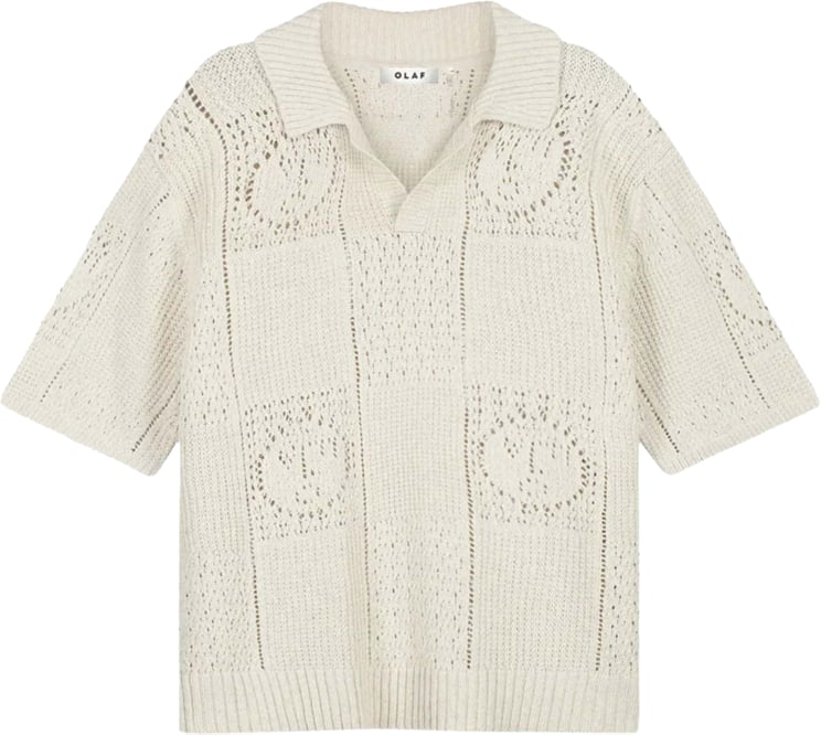ØLÅF Olaf Face Logo Knit Polo Polos Off White M240702