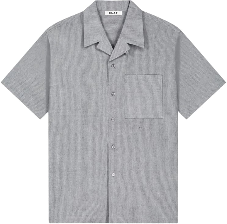 ØLÅF Olaf Seersucker Camp Shirts Korte Mouw Overhemden Grijs M250300