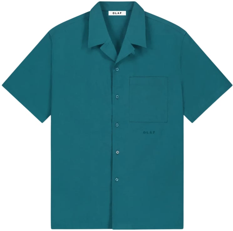 ØLÅF Olaf Seersucker Camp Shirts Korte Mouw Overhemden Groen M250300