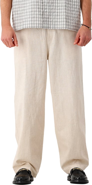 ØLÅF Olaf Linnen Broek Beige Barrel Leg Pants
