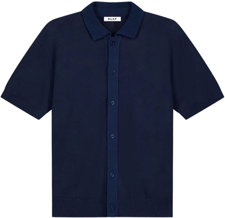 ØLÅF Olaf Linen Knitted Ss Polo Polos Donkerblauw M250702