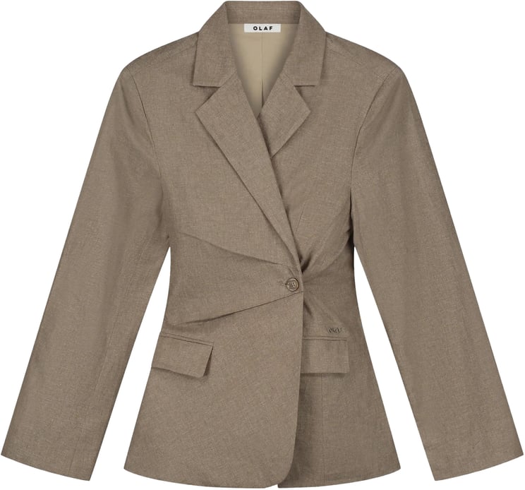 ØLÅF Olaf Asymmetric Linen Blazer Blazers Taupe W240506