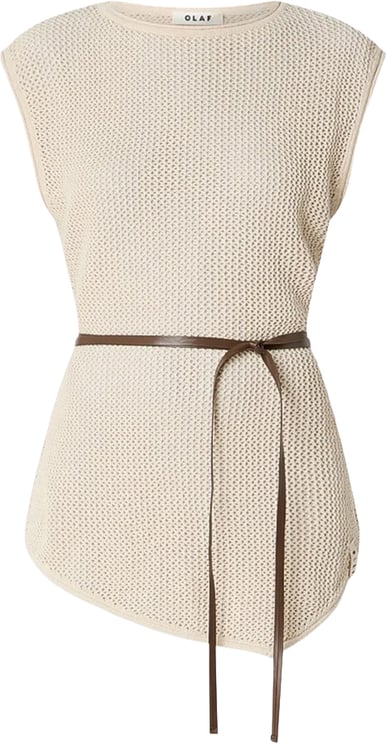 ØLÅF Olaf - Linen open knit top - W250701 - Cement