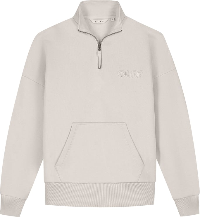 ØLÅF Olaf - Retro logo half zip sweat - W990206 - Cement
